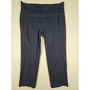 Athleta Women Large Navy Blue Supplex Lycra Cropped Leggings Yoga Pants RN 54023